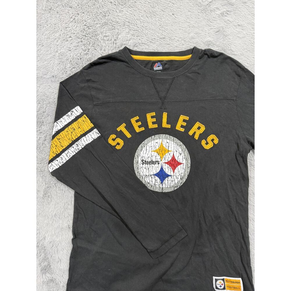 Pittsburgh Steelers Shirt Long Sleeve Mens Medium NFL Football Majestic Tee